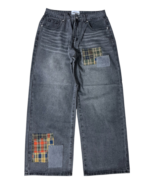 SK8ER ROCK(スケーターロック)の「Patchwork Denim Wide Pants ((charcoal))(デニムパンツ・レディース・その他・SMALL/MEDIUM/LARGE)」の1枚目の写真