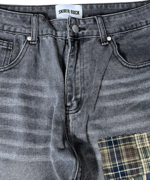 SK8ER ROCK(スケーターロック)の「Patchwork Denim Wide Pants ((charcoal))(デニムパンツ・レディース・その他・SMALL/MEDIUM/LARGE)」の5枚目の写真