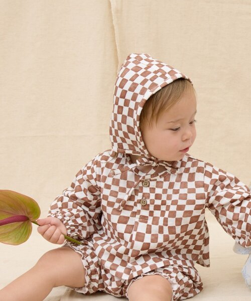 CIAOPANIC TYPY（チャオパニックティピー）の「【BABY】【Qinn】ダブルガーゼボンネット綿100％（その他ベビーウェア・キッズ・ホワイト/サックスブルー/ブラウン・ONE SIZE）」の7枚目の写真