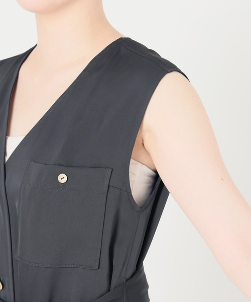 La TOTALITE（ラトータリテ）の「【洗える】ジレ2WAYワンピース（ワンピース・レディース・ホワイト/チャコールグレー・38/36）」の18枚目の写真