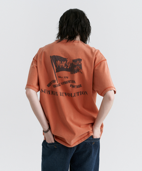 MAGOODGAN(メックウッドガン)の「スウェグバー 3590 ピグメントレボリューション オーバーサイズ オレンジ 半袖Tシャツ(Tシャツ/カットソー・レディース・その他・SMALL/MEDIUM/LARGE/X-LARGE)」の1枚目の写真