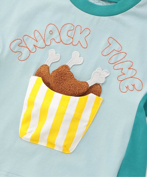 BIT'Z(ビッツ)の「【接触冷感/知育】スナックタイム仕掛け半袖Tシャツ(Tシャツ/カットソー・キッズ・マスタード/ターコイズブルー・120/110/100/95/90/80)」の5枚目の写真