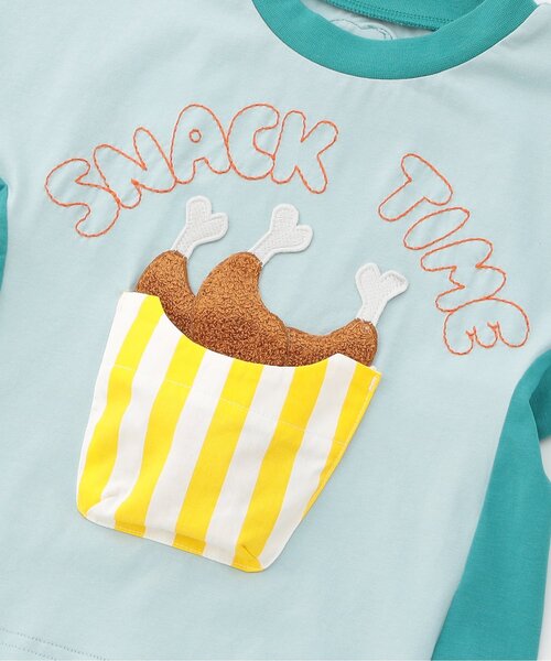 BIT'Z(ビッツ)の「【接触冷感/知育】スナックタイム仕掛け半袖Tシャツ(Tシャツ/カットソー・キッズ・マスタード/ターコイズブルー・120/110/100/95/90/80)」の6枚目の写真
