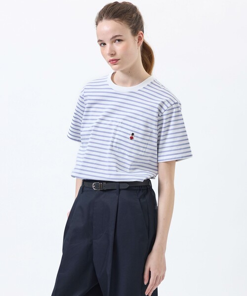 MACKINTOSH PHILOSOPHY(マッキントッシュ フィロソフィー)の「バッキンガムベア バスクボーダーポケTシャツ(Tシャツ/カットソー・レディース・ブルー系その他3/グレー系その他/ブルー・38)」の1枚目の写真