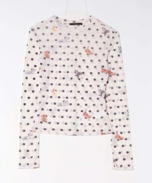 Ritzy（リッツィー）の「ドット柄シアーハイネックトップス（Tシャツ/カットソー・レディース・ホワイト/ブラック・L/M/S）」の12枚目の写真