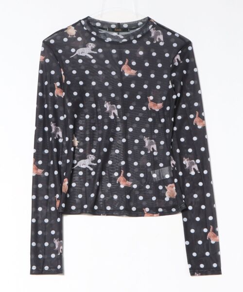 Ritzy（リッツィー）の「ドット柄シアーハイネックトップス（Tシャツ/カットソー・レディース・ホワイト/ブラック・L/M/S）」の13枚目の写真