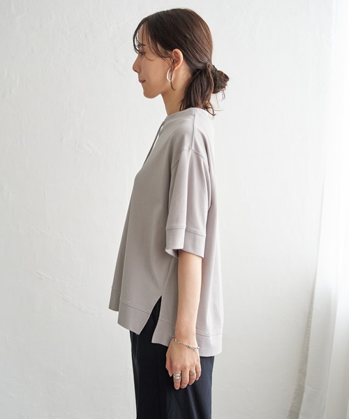 ikka(イッカ)の「【接触冷感】鹿の子スピンドルプルオーバー(Tシャツ/カットソー・レディース・ライトグリーン/ライトグレー/ネイビー/イエロー/オフホワイト・M/L/S)」の14枚目の写真