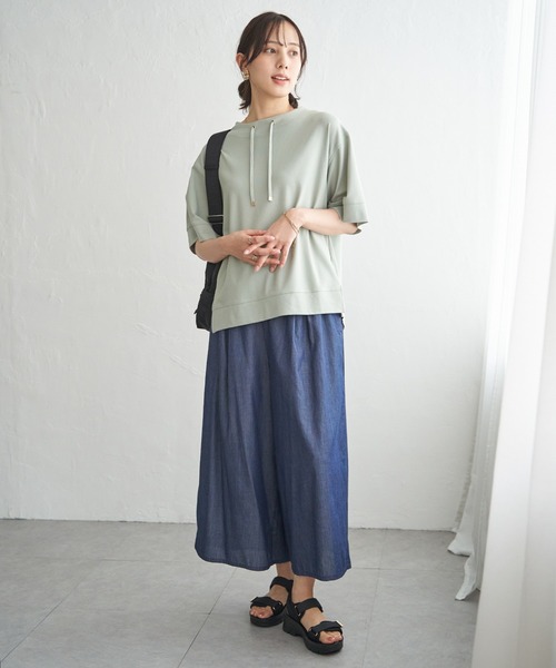 ikka(イッカ)の「【接触冷感】鹿の子スピンドルプルオーバー(Tシャツ/カットソー・レディース・ライトグリーン/ライトグレー/ネイビー/イエロー/オフホワイト・M/L/S)」の13枚目の写真
