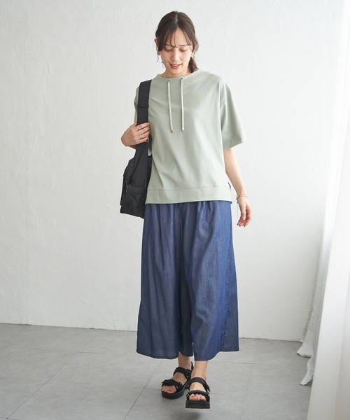 ikka(イッカ)の「【接触冷感】鹿の子スピンドルプルオーバー(Tシャツ/カットソー・レディース・ライトグリーン/ライトグレー/ネイビー/イエロー/オフホワイト・M/L/S)」の12枚目の写真