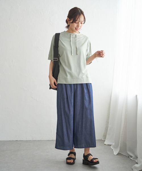 ikka(イッカ)の「【接触冷感】鹿の子スピンドルプルオーバー(Tシャツ/カットソー・レディース・ライトグリーン/ライトグレー/ネイビー/イエロー/オフホワイト・M/L/S)」の11枚目の写真