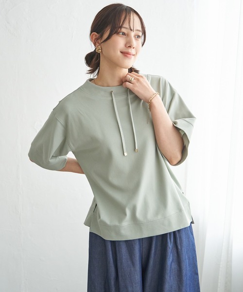 ikka(イッカ)の「【接触冷感】鹿の子スピンドルプルオーバー(Tシャツ/カットソー・レディース・ライトグリーン/ライトグレー/ネイビー/イエロー/オフホワイト・M/L/S)」の10枚目の写真