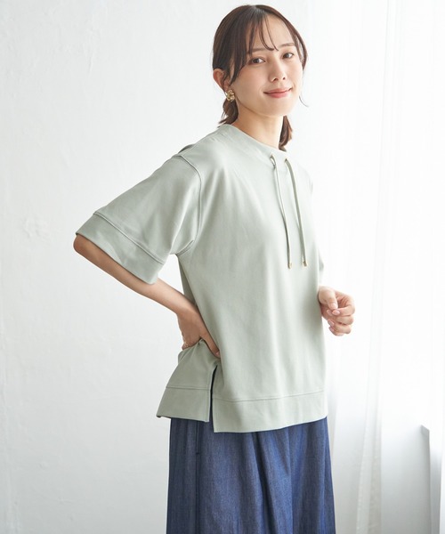 ikka(イッカ)の「【接触冷感】鹿の子スピンドルプルオーバー(Tシャツ/カットソー・レディース・ライトグリーン/ライトグレー/ネイビー/イエロー/オフホワイト・M/L/S)」の9枚目の写真