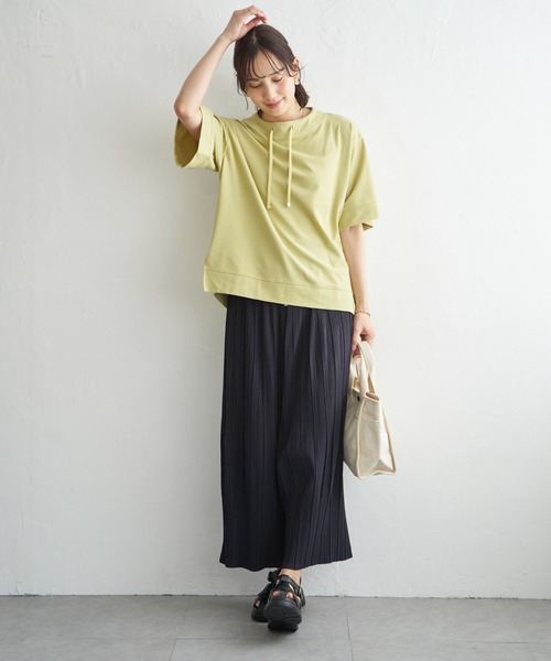 ikka(イッカ)の「【接触冷感】鹿の子スピンドルプルオーバー(Tシャツ/カットソー・レディース・ライトグリーン/ライトグレー/ネイビー/イエロー/オフホワイト・M/L/S)」の8枚目の写真
