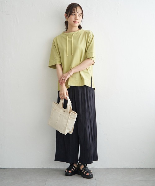 ikka(イッカ)の「【接触冷感】鹿の子スピンドルプルオーバー(Tシャツ/カットソー・レディース・ライトグリーン/ライトグレー/ネイビー/イエロー/オフホワイト・M/L/S)」の7枚目の写真