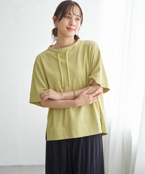 ikka(イッカ)の「【接触冷感】鹿の子スピンドルプルオーバー(Tシャツ/カットソー・レディース・ライトグリーン/ライトグレー/ネイビー/イエロー/オフホワイト・M/L/S)」の6枚目の写真