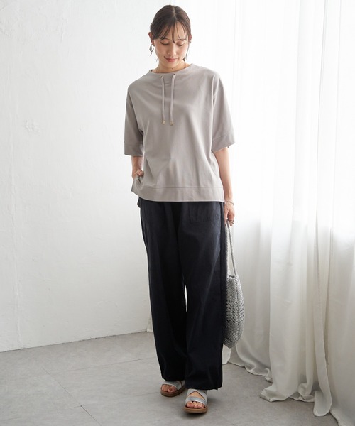 ikka(イッカ)の「【接触冷感】鹿の子スピンドルプルオーバー(Tシャツ/カットソー・レディース・ライトグリーン/ライトグレー/ネイビー/イエロー/オフホワイト・M/L/S)」の21枚目の写真