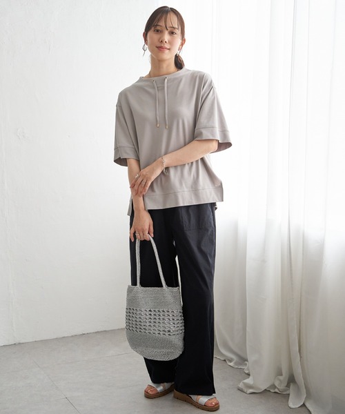 ikka(イッカ)の「【接触冷感】鹿の子スピンドルプルオーバー(Tシャツ/カットソー・レディース・ライトグリーン/ライトグレー/ネイビー/イエロー/オフホワイト・M/L/S)」の20枚目の写真