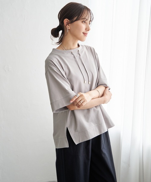 ikka(イッカ)の「【接触冷感】鹿の子スピンドルプルオーバー(Tシャツ/カットソー・レディース・ライトグリーン/ライトグレー/ネイビー/イエロー/オフホワイト・M/L/S)」の16枚目の写真