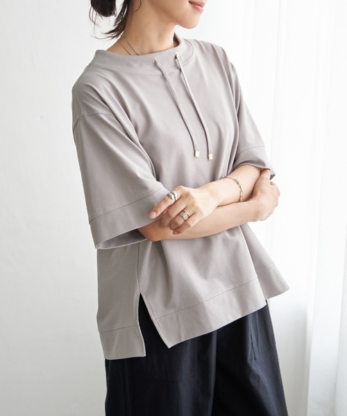 ikka(イッカ)の「【接触冷感】鹿の子スピンドルプルオーバー(Tシャツ/カットソー・レディース・ライトグリーン/ライトグレー/ネイビー/イエロー/オフホワイト・M/L/S)」の19枚目の写真