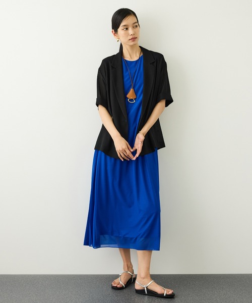 ROPE'(ロペ)の「ハーフスリーブライトメッシュジャケット/イージーケア(テーラードジャケット・レディース・キナリ/ブラック・FREE)」の13枚目の写真