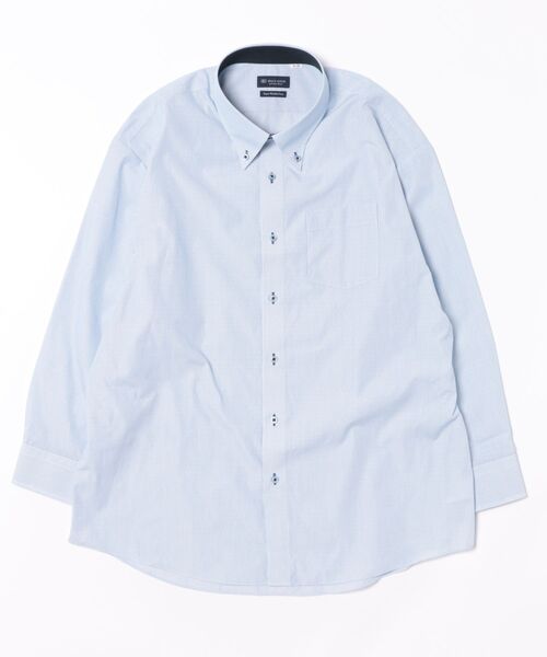 TOKYO SHIRTS(トウキョウシャツ)の「【超形態安定】 形態安定ノンアイロン ボタンダウン 長袖ビジネスワイシャツ(大きいサイズ・長いサイズ)(ビジネスシャツ・メンズ・ブルー・首回り47cm-裄丈90cm/首回り47cm-裄丈86cm/首回り45cm-裄丈90cm/首回り45cm-裄丈86cm/首回り45cm-裄丈82cm/首回り43cm-裄丈90cm/首回り42cm-裄丈90cm/首回り41cm-裄丈90cm/首回り39cm-裄丈88cm)」の3枚目の写真