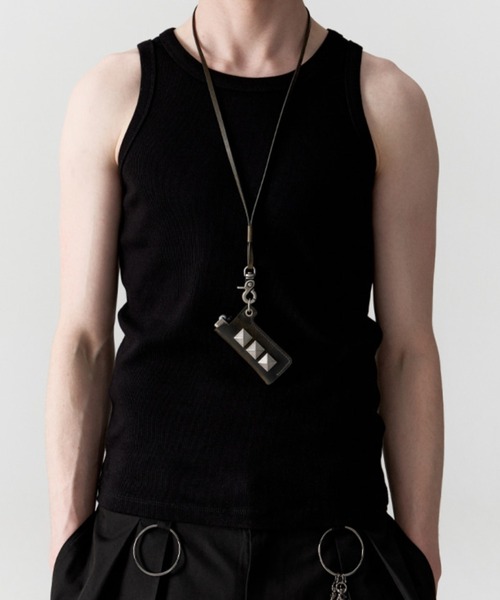 ESC STUDIO(イーエスシースタジオ)の「【ESC STUDIO】esc snug ribbed tank top / 【イーエスシーステュディオ】ESCスナッグリブドタンクトップ(タンクトップ・メンズ・ブラック/ホワイト・ONE SIZE)」の2枚目の写真