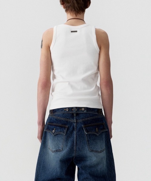ESC STUDIO(イーエスシースタジオ)の「【ESC STUDIO】esc snug ribbed tank top / 【イーエスシーステュディオ】ESCスナッグリブドタンクトップ(タンクトップ・メンズ・ブラック/ホワイト・ONE SIZE)」の7枚目の写真