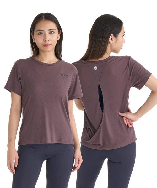 ROXY（ロキシー）の「ROXY FITNESS WIND SHIFT CROSSOVER TEE Tシャツ /QUIK DRY/接触冷感 【2026年夏モデル】（Tシャツ/カットソー・レディース・ブラック/ホワイト/ブラウン・LARGE/MEDIUM）」の3枚目の写真