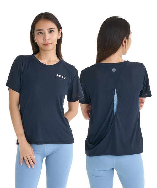 ROXY（ロキシー）の「ROXY FITNESS WIND SHIFT CROSSOVER TEE Tシャツ /QUIK DRY/接触冷感 【2026年夏モデル】（Tシャツ/カットソー・レディース・ブラック/ホワイト/ブラウン・LARGE/MEDIUM）」の2枚目の写真