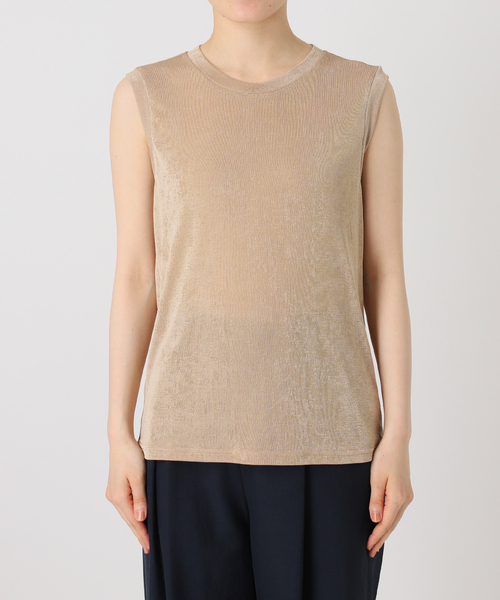 La TOTALITE(ラトータリテ)の「【洗える】シャイニーノースリーブトップス(Tシャツ/カットソー・レディース・ブラック/ホワイト/ベージュ・FREE)」の22枚目の写真