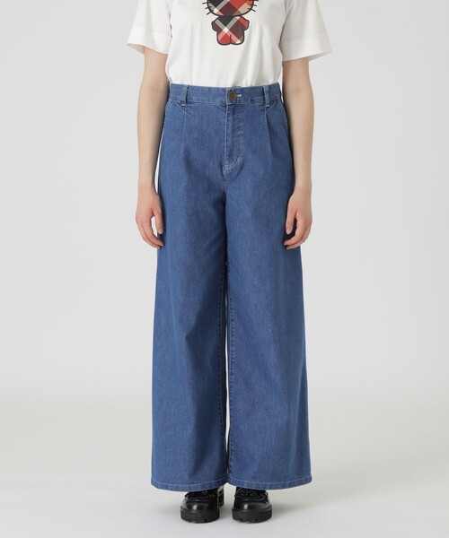 BLUE LABEL CRESTBRIDGE(ブルーレーベルクレストブリッジ)の「【BLUE LABEL DENIM】【接触冷感】ワイドパンツ(デニムパンツ・レディース・ブルー系その他4/ネイビー・40/36/38)」の1枚目の写真