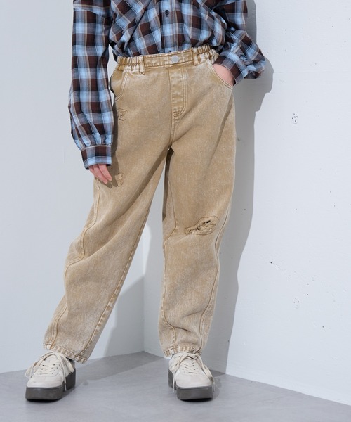 BISKEE（ビスキー）の「ダメージ加工デニムカーブパンツ/デニムパンツ ボトムス（カーゴパンツ・キッズ・ベージュ/ピンク・140cm/150cm/160cm）」の12枚目の写真