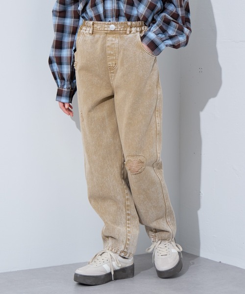 BISKEE（ビスキー）の「ダメージ加工デニムカーブパンツ/デニムパンツ ボトムス（カーゴパンツ・キッズ・ベージュ/ピンク・140cm/150cm/160cm）」の10枚目の写真