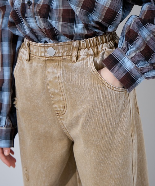 BISKEE（ビスキー）の「ダメージ加工デニムカーブパンツ/デニムパンツ ボトムス（カーゴパンツ・キッズ・ベージュ/ピンク・140cm/150cm/160cm）」の5枚目の写真