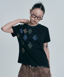 MOO（エムオーオー）の「フェイドアーガイルクロップ半袖Tシャツ - ブラック（Tシャツ/カットソー）」