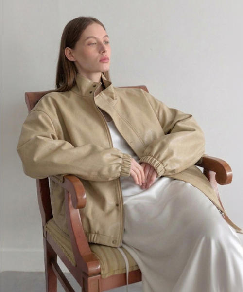 LENAV(ルナブ)の「esy Half Leather Jacket (beige)(ライダースジャケット・レディース・その他・MEDIUM/LARGE)」の1枚目の写真