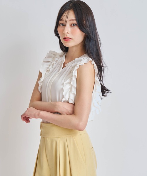 NOELA（ノエラ）の「袖フリルノースリブラウス（シャツ/ブラウス・レディース・オフホワイト/ベージュ/パープル・フリー）」の5枚目の写真