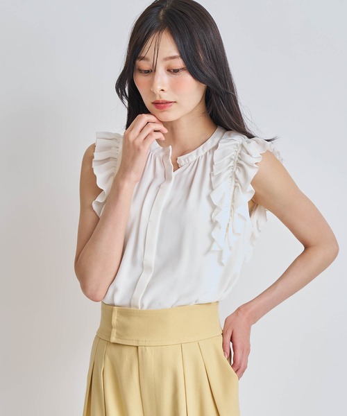 NOELA（ノエラ）の「袖フリルノースリブラウス（シャツ/ブラウス・レディース・オフホワイト/ベージュ/パープル・フリー）」の6枚目の写真