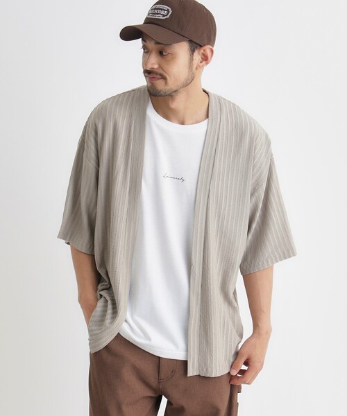 Right-on（ライトオン）の「五分袖カーディガンＴセット（カーディガン/ボレロ・メンズ・ブラック/グレー/グリーン・S/M/XL/L）」の3枚目の写真
