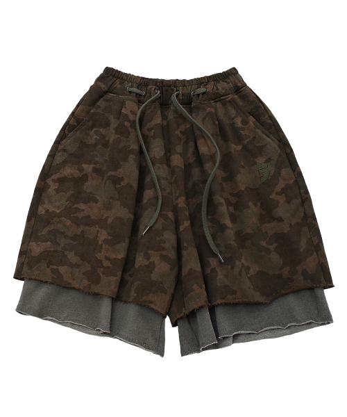 A NOTHING(アナッシング)の「VINTAGE CAMO LAYERED 1/2 PANTS (Khaki)(その他パンツ・レディース・その他・MEDIUM/LARGE)」の1枚目の写真