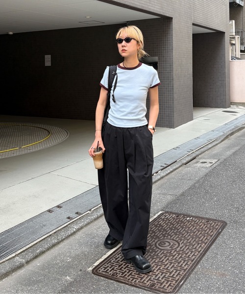 feepur（フェピュール）の「ソフトタッチコンパクトリンガーTee（Tシャツ/カットソー・レディース・ブルー/チャコールグレー/アイボリー/ブラウン・MEDIUM）」の13枚目の写真