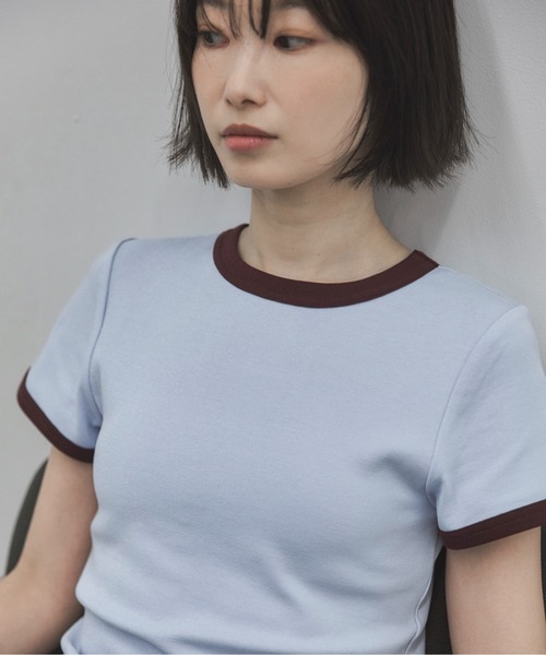 feepur（フェピュール）の「ソフトタッチコンパクトリンガーTee（Tシャツ/カットソー・レディース・ブルー/チャコールグレー/アイボリー/ブラウン・MEDIUM）」の22枚目の写真