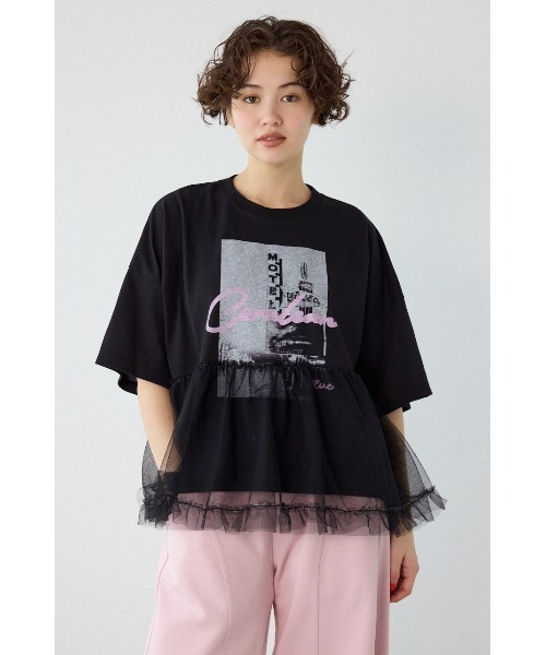 RODEO CROWNS WIDE BOWL(ロデオクラウンズワイドボウル)の「チュールドッキングトップス(その他トップス・レディース・ブラック/オフホワイト・FREE)」の3枚目の写真