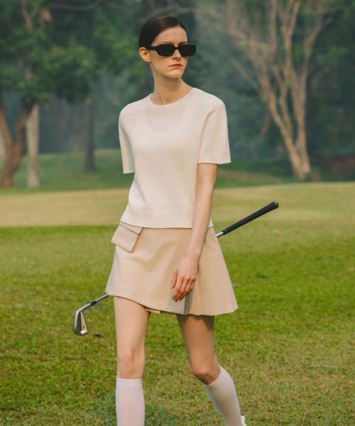 OBER GOLF(オーベルゴルフ)の「テクスチャーブークレニット(アイボリー)(Tシャツ/カットソー・レディース・アイボリー・FREE)」の1枚目の写真