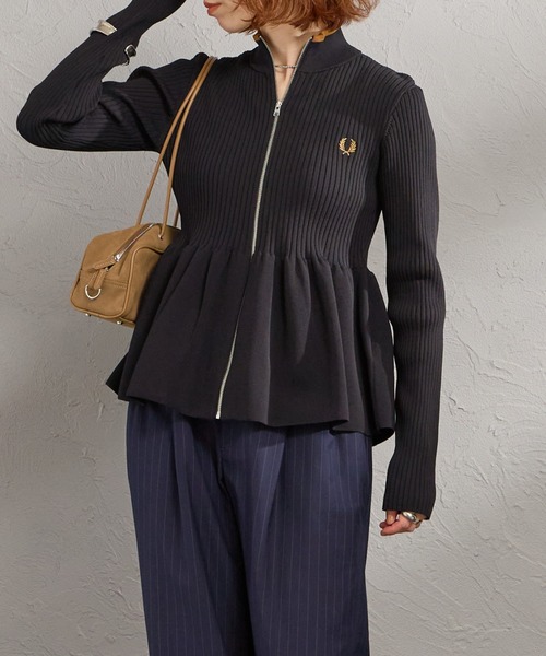 FRED PERRY（フレッドペリー）の「[FRED PERRY/フレッドペリー] ジップスルー ペプラムニットカーディガン（カーディガン/ボレロ・レディース・ブラック・10）」の20枚目の写真