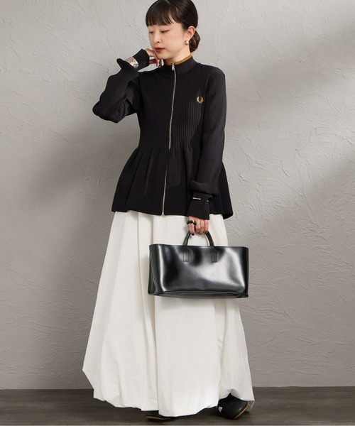 FRED PERRY（フレッドペリー）の「[FRED PERRY/フレッドペリー] ジップスルー ペプラムニットカーディガン（カーディガン/ボレロ・レディース・ブラック・10）」の22枚目の写真