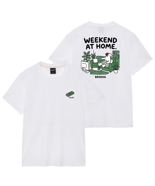 OKSTAR(オクスター)の「週末ブロドッグ半袖Tシャツ(Tシャツ/カットソー・レディース・ホワイト/ブラック・SMALL/MEDIUM/LARGE/X-LARGE/2XL/3XL/4XL)」の1枚目の写真