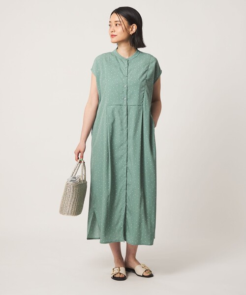 A DAY IN THE LIFE UNITED ARROWS(アデイインザライフユナイテッドアローズ)の「プリント ブザムワンピース <A DAY IN THE LIFE>(ワンピース・レディース・ライム/モカ/ネイビー・FREE)」の3枚目の写真