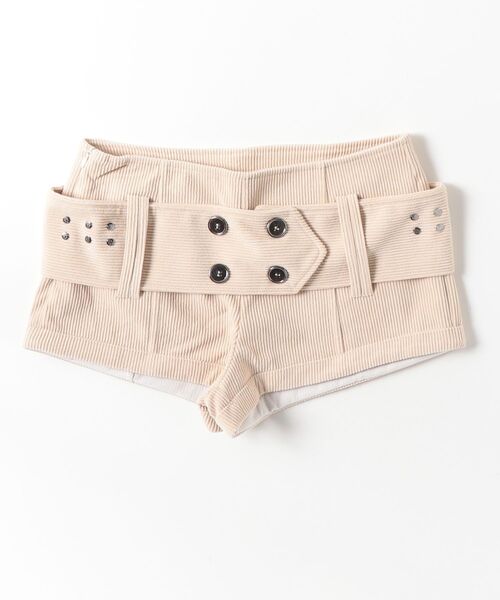 tinkerend（ティンカーエンド）の「Wide Belt Corduroy Shorts / ワイドベルトコーデュロイショーツ（スウェットパンツ・レディース・ブラック/ホワイト・1/2）」の16枚目の写真