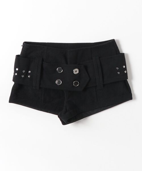 tinkerend（ティンカーエンド）の「Wide Belt Corduroy Shorts / ワイドベルトコーデュロイショーツ（スウェットパンツ・レディース・ブラック/ホワイト・1/2）」の18枚目の写真